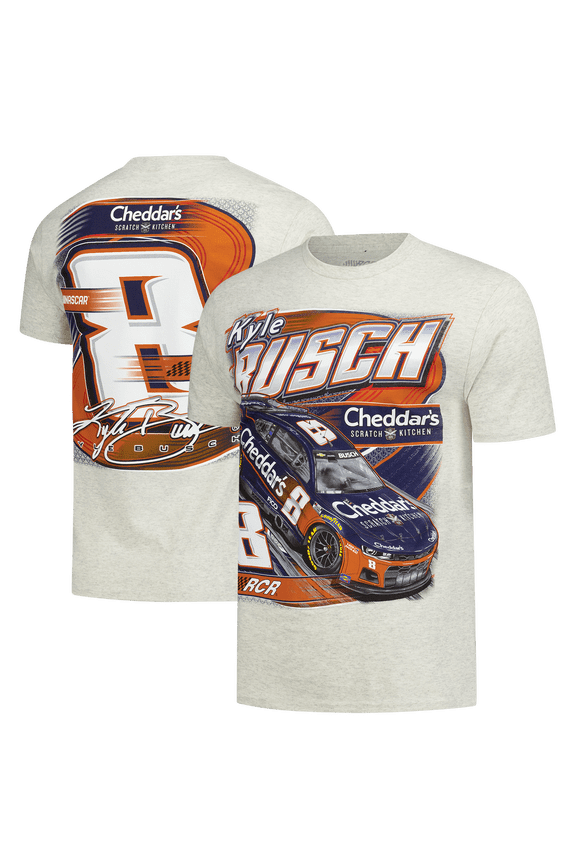 Men's Classic Ink Oatmeal Kyle Busch Cheddar's Flash 2-Spot T-Shirt