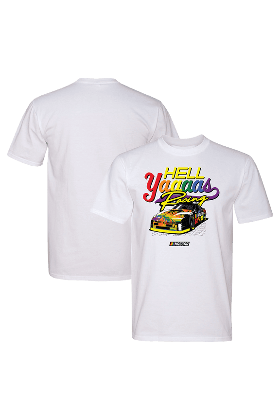 Men's Classic Ink White NASCAR Hell Yaaaas Racing Pride T-Shirt
