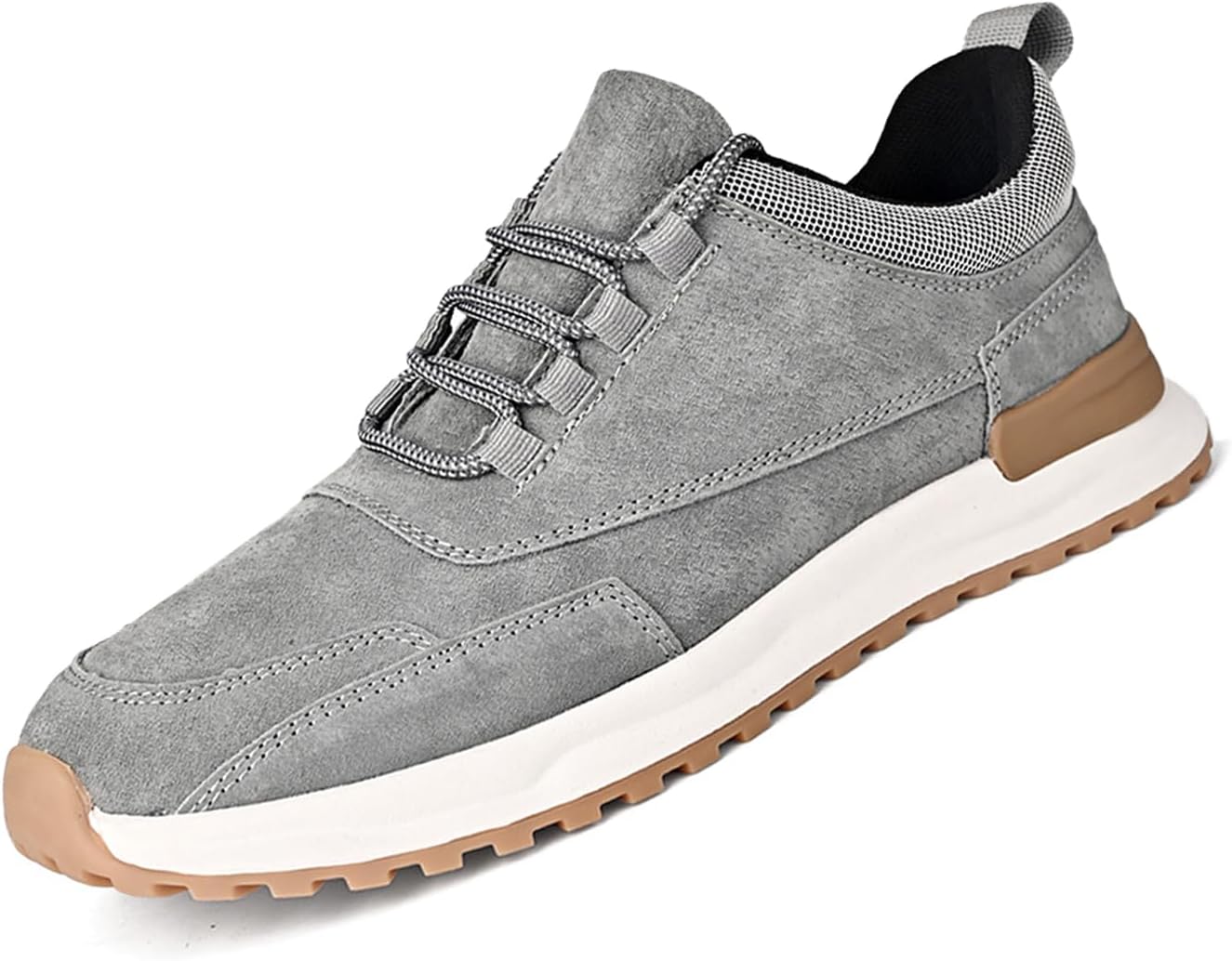 Men's Classic Lace-Up Casual Fashion Sneakers Retro Style Breathable Comfortable Running Shoes Outdoor Non-Slip Low Profile Tennis Shoe (Sand Color,8.5)