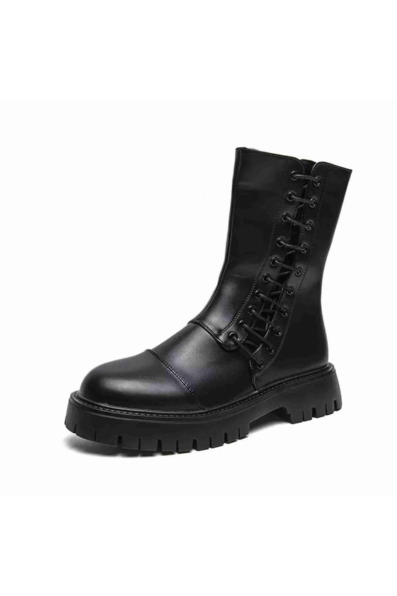 Men's Classic Lace-Up Combat Boots - Chunky Sole Ankle Boots for Casual & Streetwear (Available in Black & Tan)