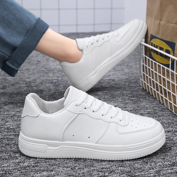 Men's Classic Leather White Skate Shoes Waterproof Wear Resistant Casual Daily Walking Sneakers