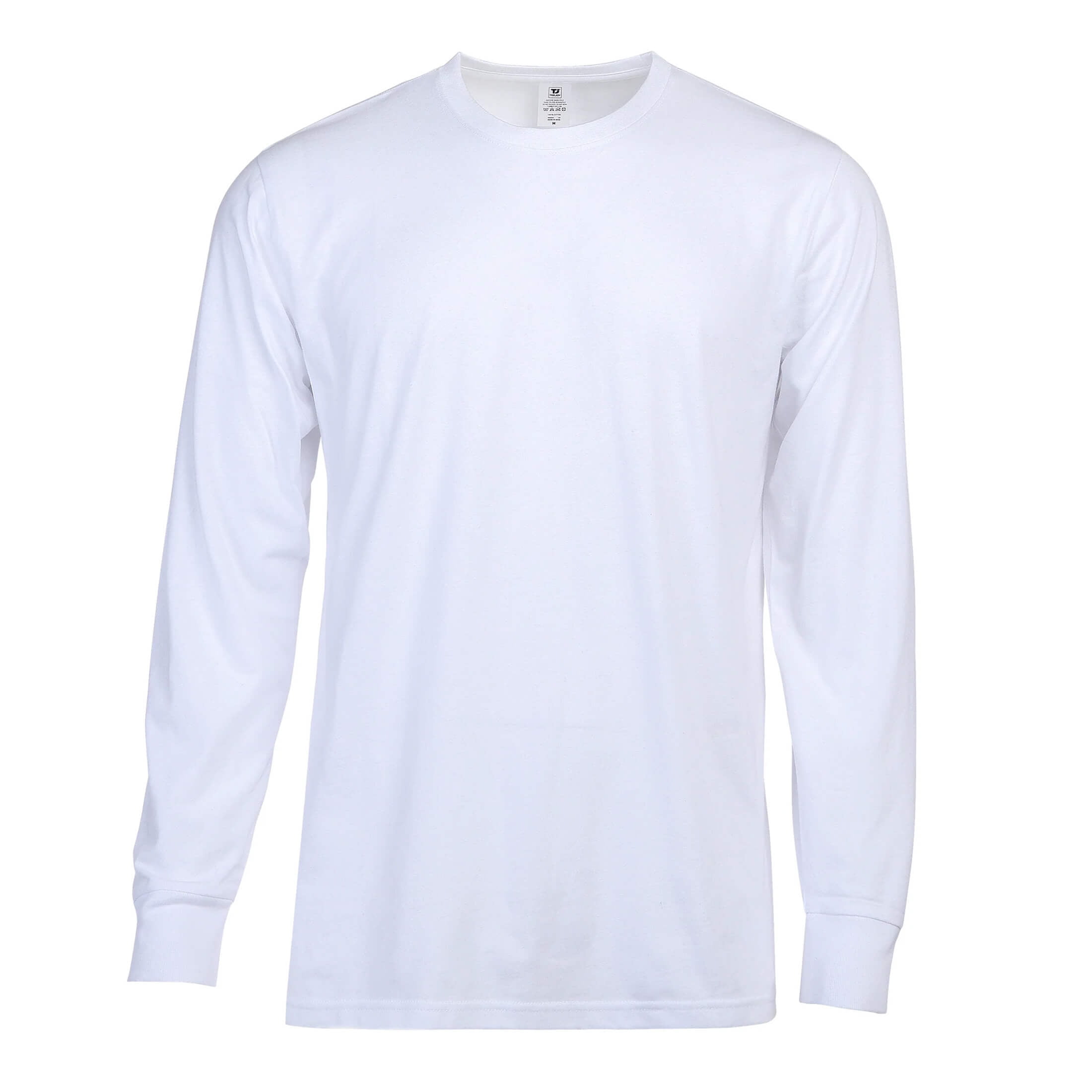 Men's 100% Cotton Long Sleeve Crew Neck Ribbed Cuff Solid Men's 100% Cotton Long Sleeve Crew Neck Ribbed Cuff Solid