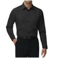 thumbnail image 1 of Men's Classic Long Sleeve Solid Color Barrel Cuff Dress Shirt (Black, 2XL 34/35), 1 of 2