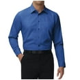 thumbnail image 1 of Men's Classic Long Sleeve Solid Color Barrel Cuff Dress Shirt (Royal Blue, Medium 34/35), 1 of 2