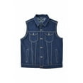 thumbnail image 1 of Men's Classic Motorcycle Denim Vest, Dark Blue, Button Front Closure, Sleeveless Trucker Style-DL-69449, 1 of 8