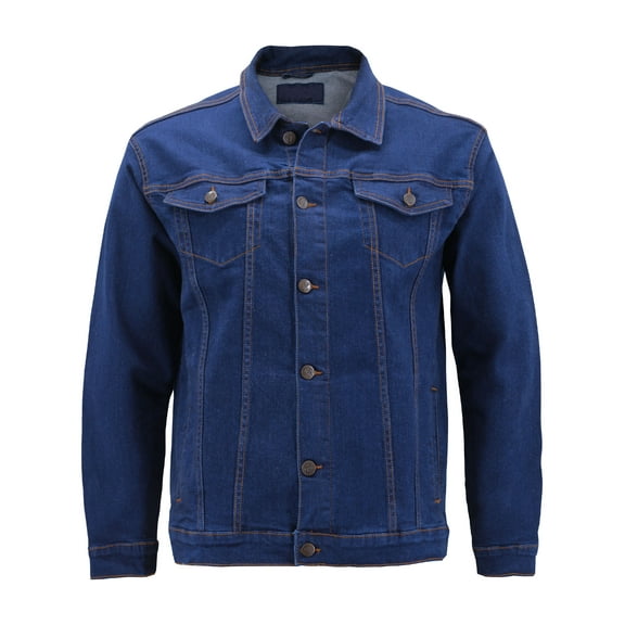 Men’s Classic Multi Pocket Button Up Stretch Denim Casual Trucker Jean Jacket (Blue, S)