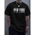 thumbnail image 1 of Men's Classic New York City Graphic Tee - Casual Polyester Short Sleeve T-Shirt with Distressed Letter Print, Round Neck, Summer Essential, 1 of 2