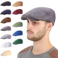 thumbnail image 1 of Men's Classic Newsboy Cap - Cotton Stretch Fit Flat Cap with Adjustable Back, Vintage Cabbie Driving Hat for Casual, Golf, Outdoor (One Size Fits Most), 1 of 1