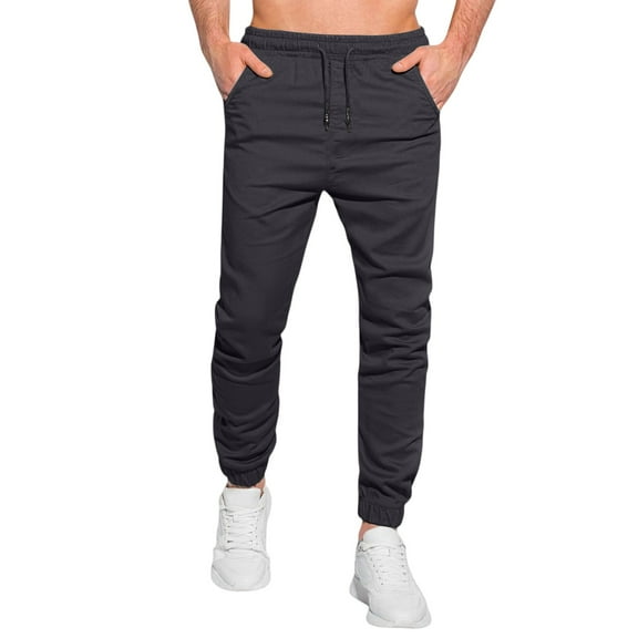 Men's Classic Outdoor Loose Casual Multi-Pocket Work Pants with Elastic Waist, Adjustable Drawstring Leg & Youthful Design for Hiking, Camping, and Daily Wear (Lightweight & Durable),Black S