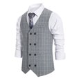 thumbnail image 1 of Men's Classic Plaid Waistcoat Slim Fit Double Breasted Suits Vest for Wedding Prom Business, 1 of 5