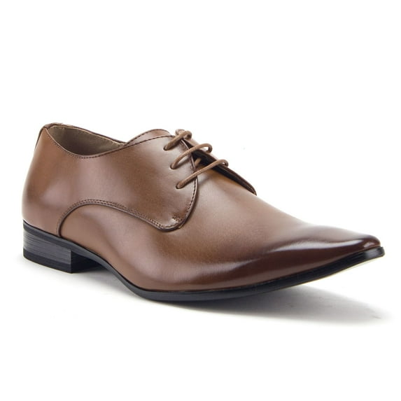 Men's Classic Pointy Toe Derby Lace Up Oxfords Dress Shoes, Cognac, 6.5
