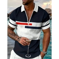 Men’s Classic Polo Shirt Casual Short Sleeve Plaid Splice T-Shirts Regular-Fit Business&Golf Polo Shirts Blue XXL