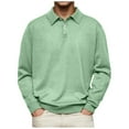 thumbnail image 1 of Men's Classic Polo Shirt Long Sleeve Button Up Collared Solid Tops Lightweight Casual Business Work Loose Fit Basic Tees, 1 of 6