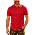 thumbnail image 1 of Men's Classic Polo Shirt Short Sleeve Traditional Front Button Loose Fit Casual Summer Top, 1 of 5