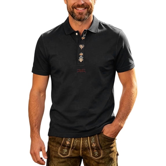 Men's Classic Polo Shirt Short Sleeve Traditional Front Button Loose Fit Casual Summer Top