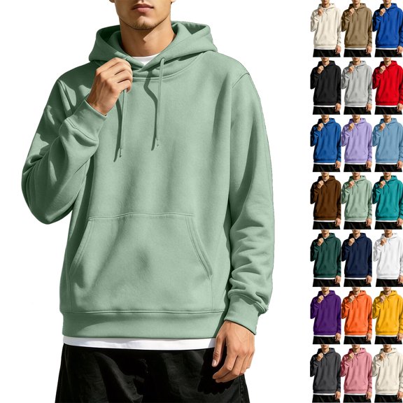 Men’s Classic Pullover Hooded Sweatshirt Long Sleeve Drawstring Hoodie with Big Front Pocket Soft Breathable Top for Casual Lifestyle Streetwear Mint Green XL