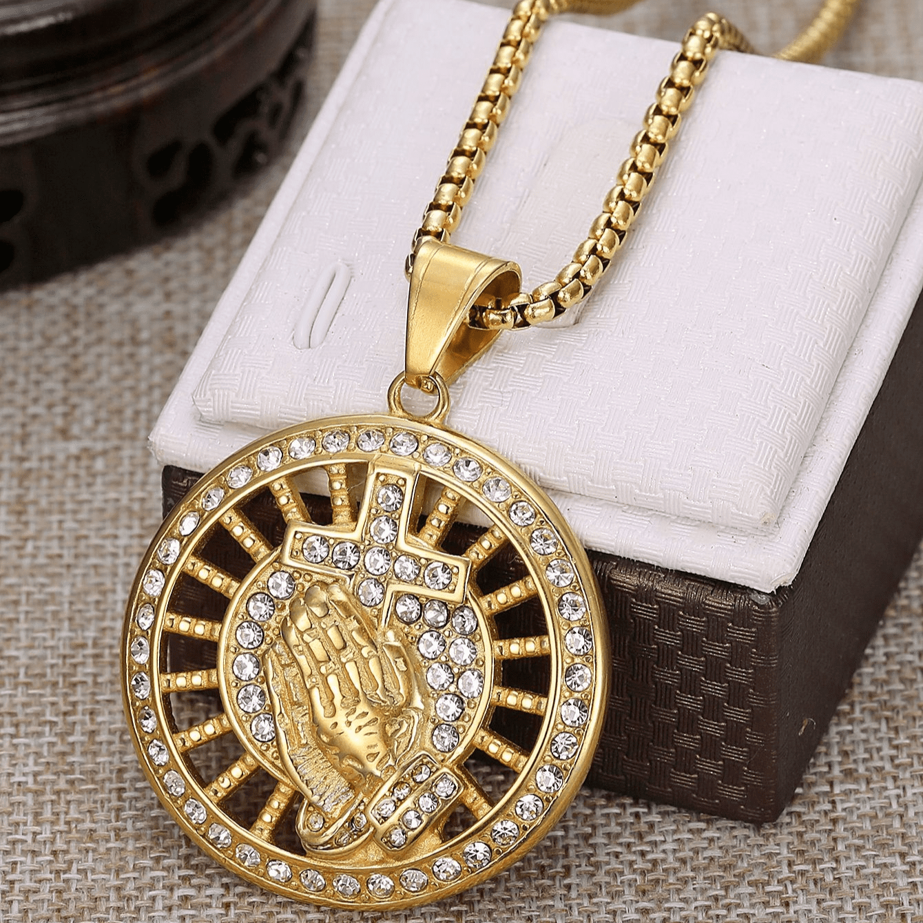 Titanium Steel Good Luck Pendant Necklace for Men Women,Punk Hip Hop