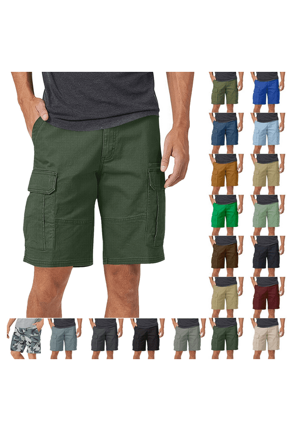 Men's Classic Relaxed Fit Jean Shorts Boys Pocket Solid Color Casual Five Point Casual Shorts Army Green Cargo Pocket Pants for Men