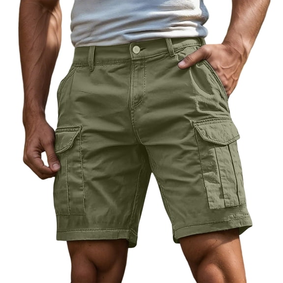 Men's Classic Retro Cargo Stretch Shorts with 6 Pockets, Classic Fit, Cotton Cargo Shorts, Hiking Shorts, Running Shorts (Light Green, M)