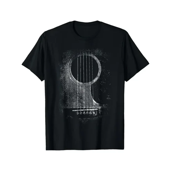 Men's Classic Rock & Roll Acoustic Guitar Graphic T-Shirt - Casual Comfy Cotton Crew Neck, Short Sleeve