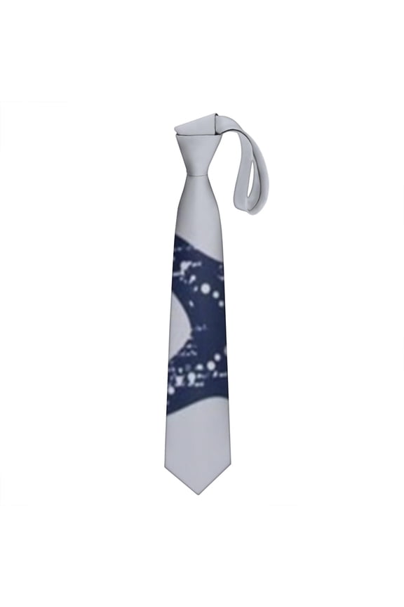 Men's Classic Satin Necktie with Starfish & Seashells Print - Wrinkle-Resistant Formal Tie for Wedding & Business