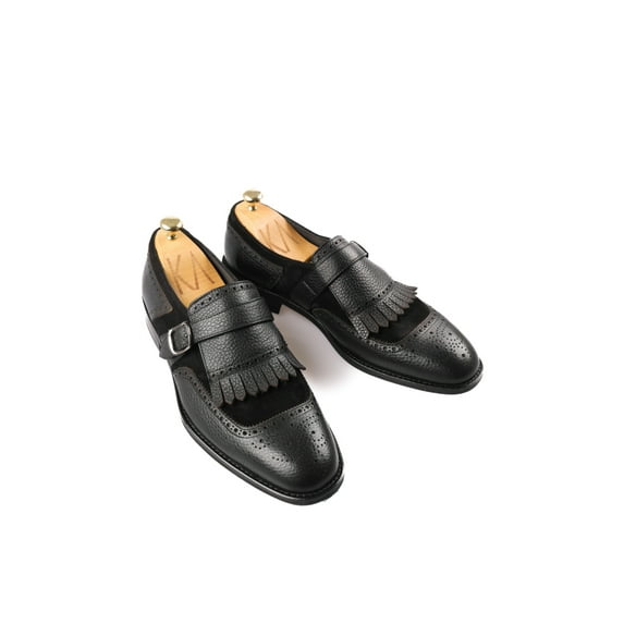 Men's Classic Shoes, 100% Leather Special Handmade Embroidered Black Loafer Shoes