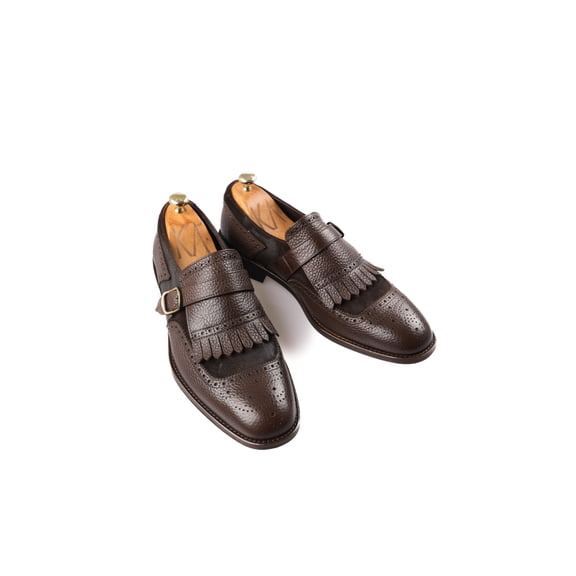 Men's Classic Shoes, 100% Leather Special Handmade Embroidered Brown Loafer Shoes