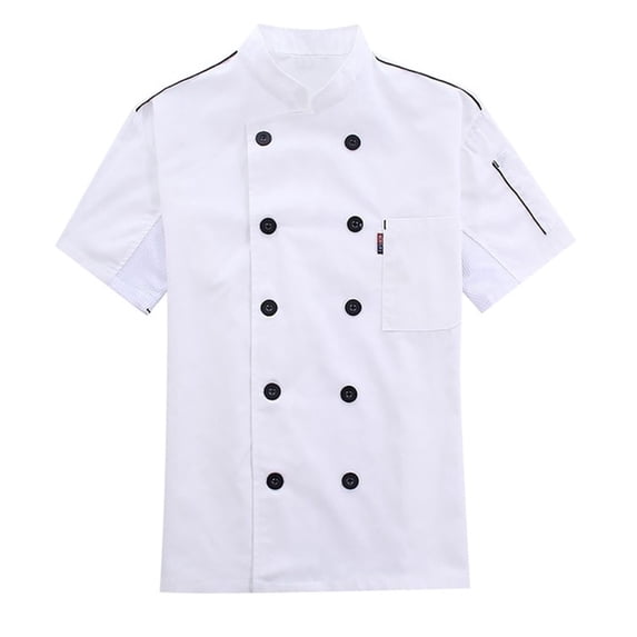 Men's Classic Short Sleeve Chef Shirts Solid Comfortable Soft Durable Casual Shirts Stylish Button Down Shirts