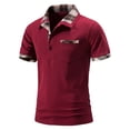thumbnail image 1 of Men's Classic Short Sleeve Polo Shirt Casual Summer Slim Fit T-Shirts Plaid Printed Tops Beach Tees with pockets, 1 of 5