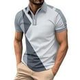 thumbnail image 1 of Men's Classic Short Sleeve Polo Shirt Zip Up Casual Summer Slim Fit T-Shirts, 1 of 6