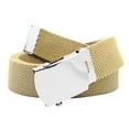 thumbnail image 1 of Men's Classic Silver Slider Military Belt Buckle with Canvas Web Belt Large Khaki, 1 of 3