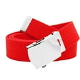 thumbnail image 1 of Men's Classic Silver Slider Military Belt Buckle with Canvas Web Belt Small Red, 1 of 3