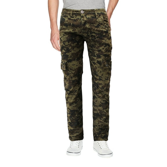Men's Classic Slim Fit Army Camouflage Pattern Stretch Denim Cargo Jean Pants (2152 Green, 30W x 30L)