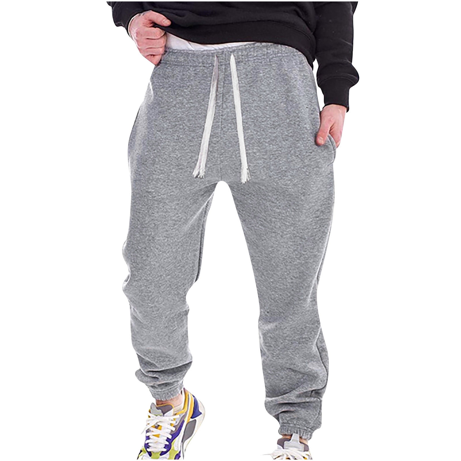 Men's Classic Slim Fit Sweatpants Casual Solid Drawstring Jogging Pants  Retro High Waist Elastic Cargo Hip Hop Pants 