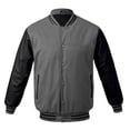 thumbnail image 1 of Men's Classic Snap Button Vintage Baseball Letterman Varsity Jacket (Gray Black,S), 1 of 2