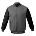 thumbnail image 1 of Men's Classic Snap Button Vintage Baseball Letterman Varsity Jacket (Gray Black,XL), 1 of 2