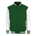 thumbnail image 1 of Men's Classic Snap Button Vintage Baseball Letterman Varsity Jacket (Green White, L), 1 of 2