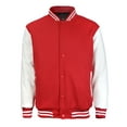 thumbnail image 1 of Men's Classic Snap Button Vintage Baseball Letterman Varsity Jacket (Red White,2XL), 1 of 3