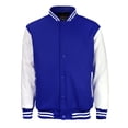 thumbnail image 1 of Men's Classic Snap Button Vintage Baseball Letterman Varsity Jacket (Royal Blue White,XS), 1 of 2