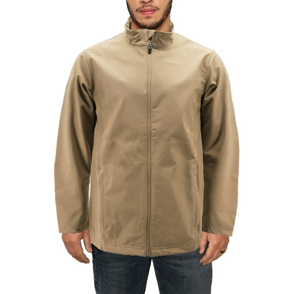 Men's Classic Soft Shell Water Resistant Fleece Lined Zipper Track Jacket (Vegas Gold, M)