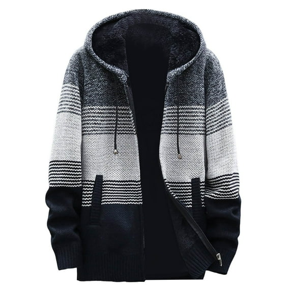 Men's Classic Soft Sweater Autumn Winter Men Plus Thick Sweater Large Size Hooded Cardigan Hat Comfortable Stylish Sweaters