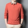 thumbnail image 1 of Men's Classic Solid Color Simple Versatile Polo Long Sleeve T-shirt, 1 of 6