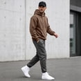 thumbnail image 1 of Men's Classic Solid Fleece Pullover Hoodie, Drawstring Hooded Sweatshirt with Kangaroo Pocket, for Fall Winter Daily Casual Wear Brown M, 1 of 6