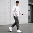 thumbnail image 1 of Men's Classic Solid Fleece Pullover Hoodie, Drawstring Hooded Sweatshirt with Kangaroo Pocket, for Fall Winter Daily Casual Wear White XXXL, 1 of 6