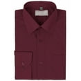 thumbnail image 1 of Men's Classic Solid Long Sleeve Barrel Cuff Dress Shirt (Burgundy, 2XL 36/37), 1 of 2
