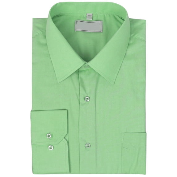 Men's Classic Solid Long Sleeve Barrel Cuff Dress Shirt (Lime, XL 36/37)