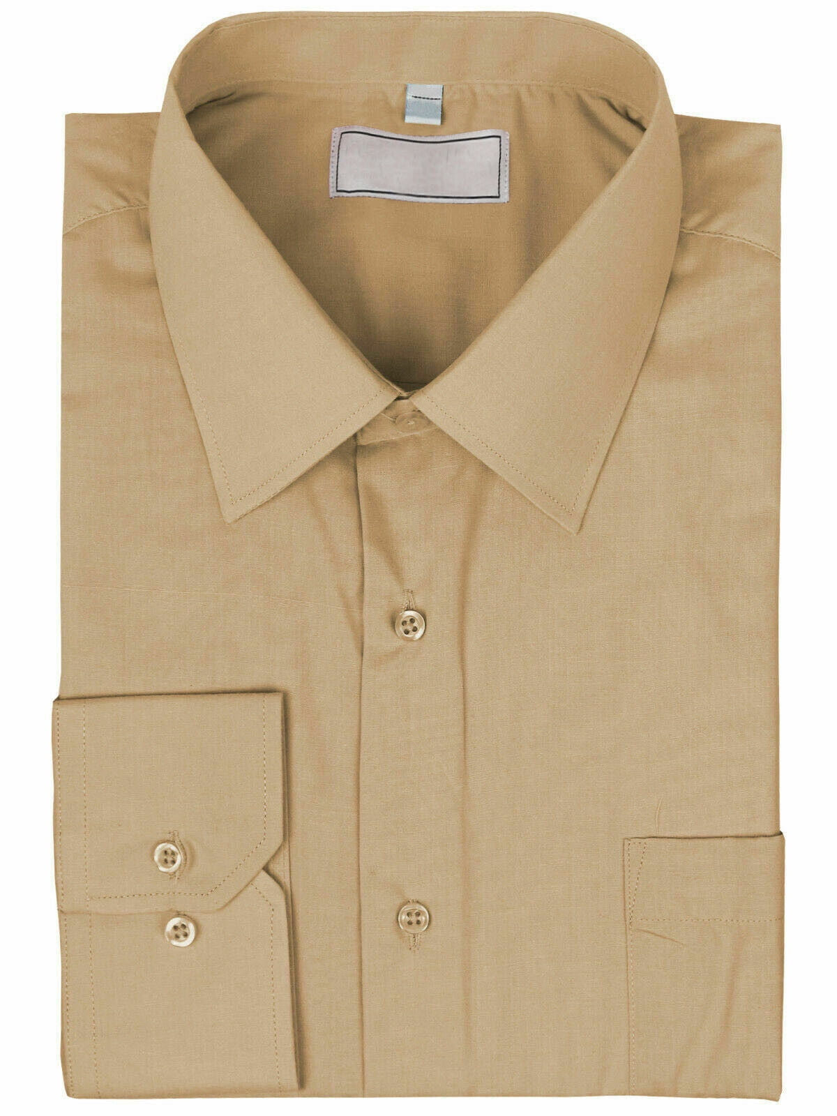 Men's Classic Solid Long Sleeve Barrel Cuff Dress Shirt (Tan, 4XL 34/35) -  Walmart.com