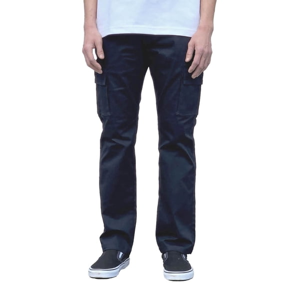 Men's Classic Stretch Cotton Blend Work Trousers Multi Pocket Cargo Pants (Navy, 34)