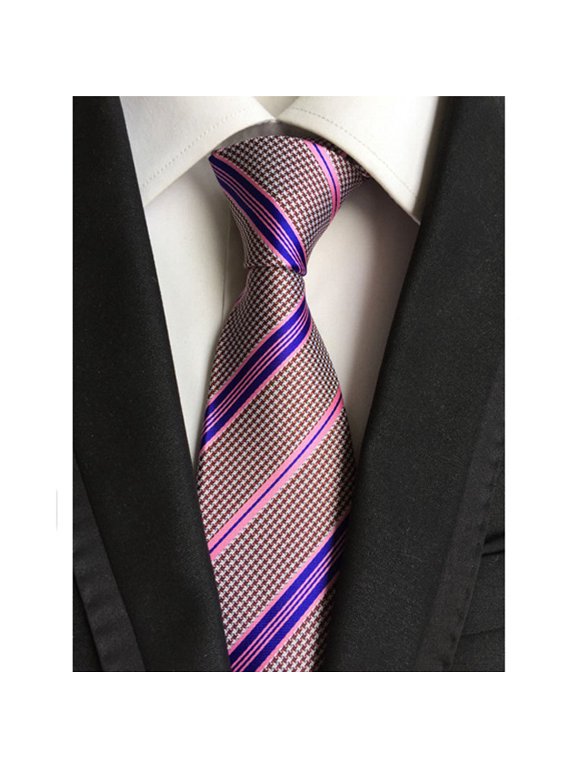 Men's Classic Stripe Tie JACQUARD WOVEN Necktie Wedding Party Ties