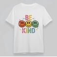 thumbnail image 1 of Men's Classic T-Shirt Be Kind Smiley Face Pop Tee White Cotton Short Sleeve Tee, 1 of 4